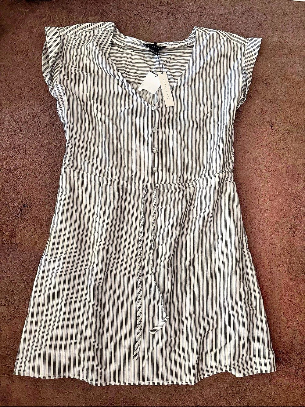 Sanctuary Timeless Stripe Dress White & Black Size Small